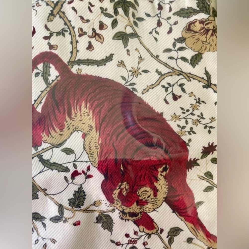 DIOR Tiger Mono Botanical Canvas Collectible Tote Bag W Gold Mono Accents - Picture 5 of 5